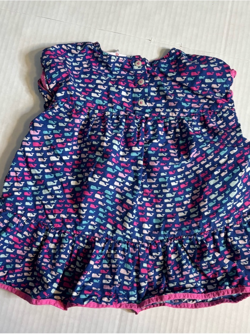 Vineyard Vines with Target Girls Navy Whale Logo Print Dress 18 months Ruffles